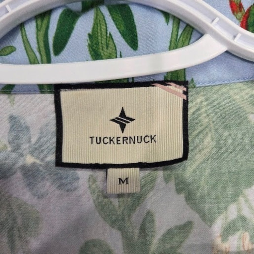 Tuckernuck Blue Floral Garden Top Medium Cotton Stretch 3/4 Sleeve VNeck Popover - Picture 3 of 12